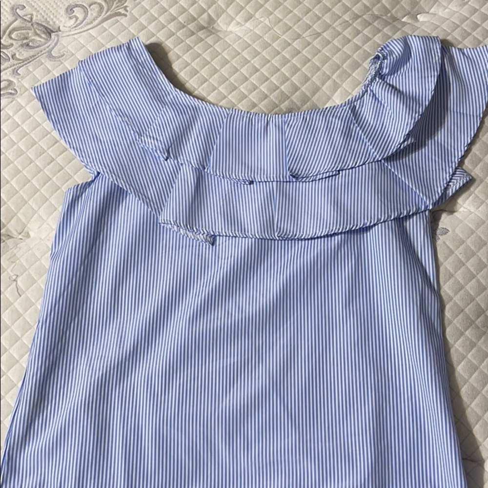 Blue and white striped top